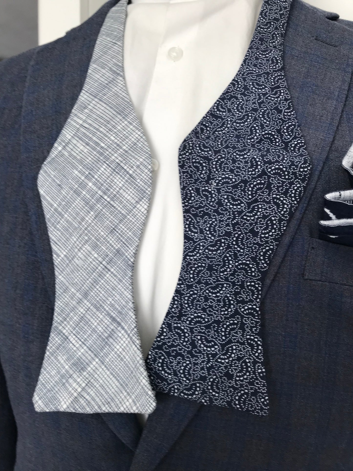 Mixed blue reversible Bowtie set (FATBOW)