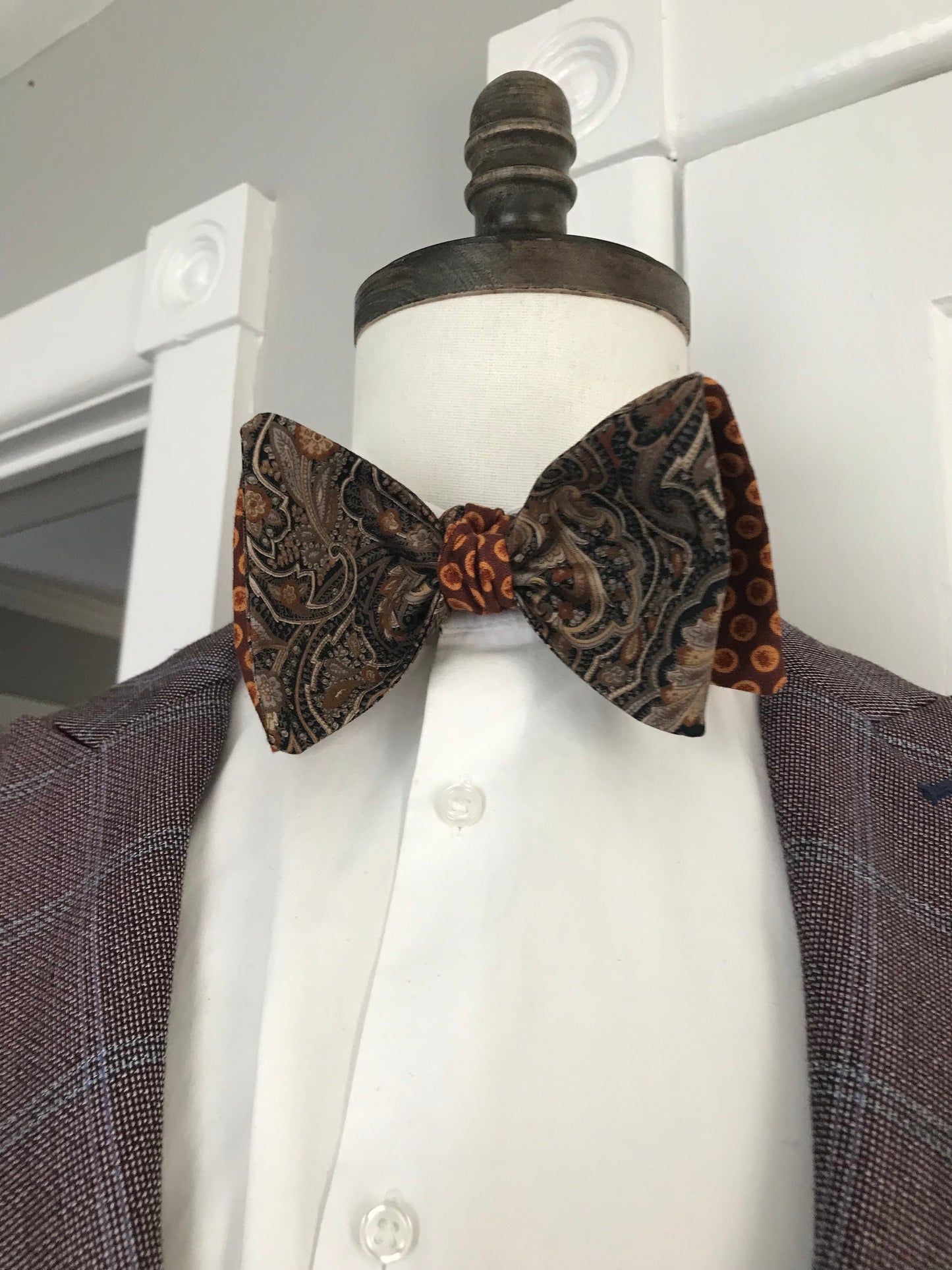 Rust and brown reversible Bowtie set (FATBOW)