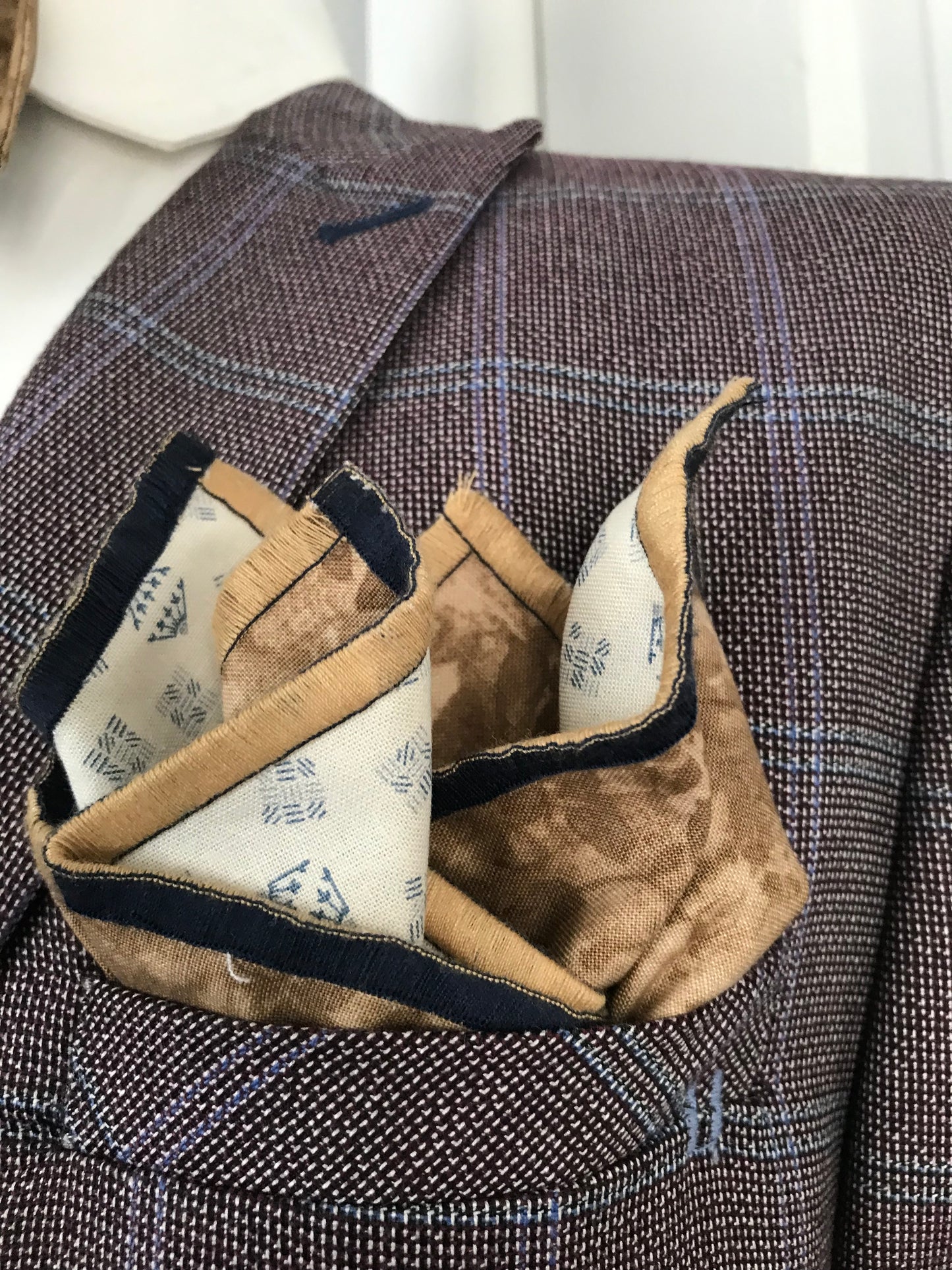 Blue and brown reversible Bowtie set ( FATBOW)
