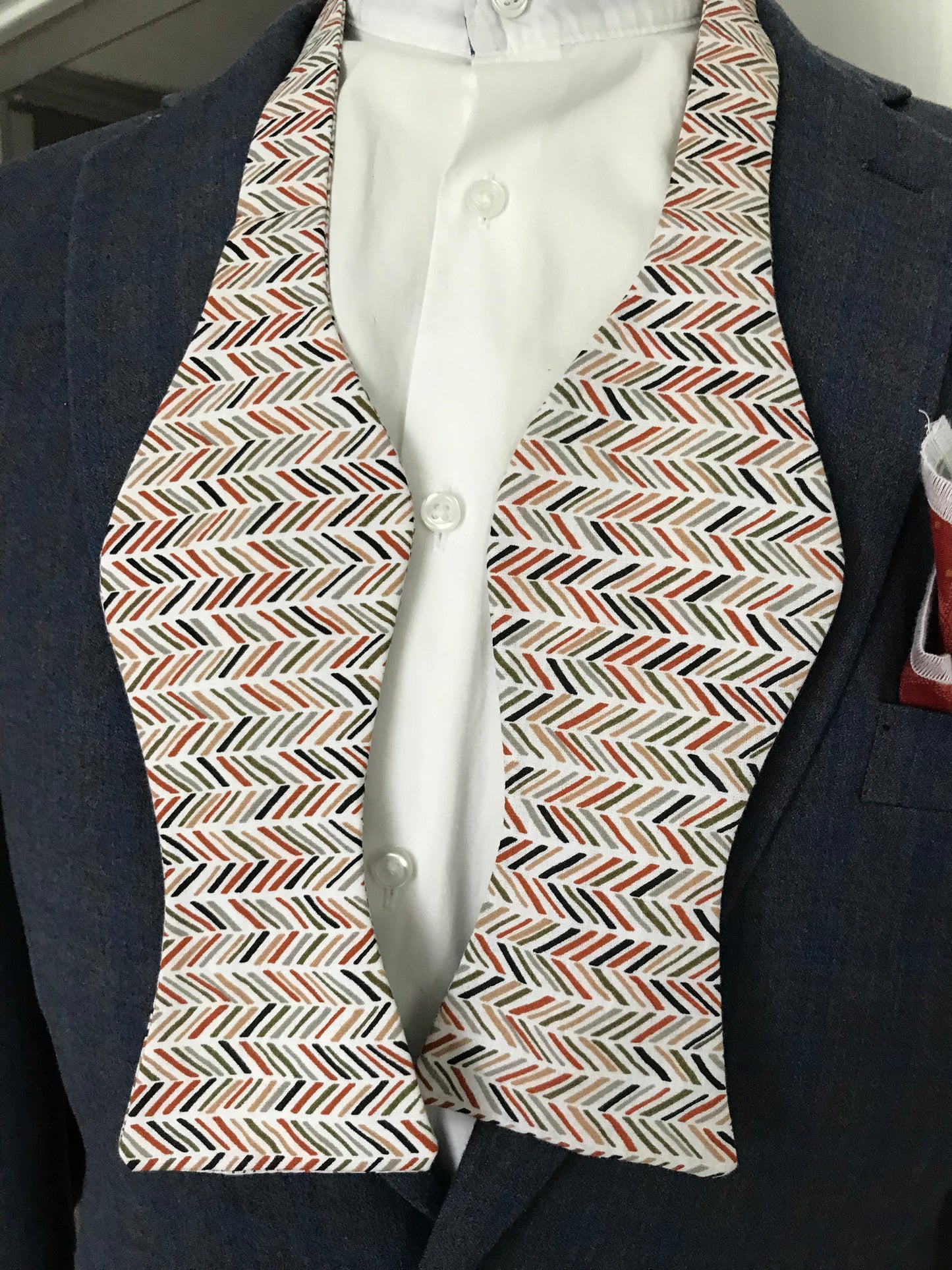 Grey and rust print Bowtie set (FATBOW)