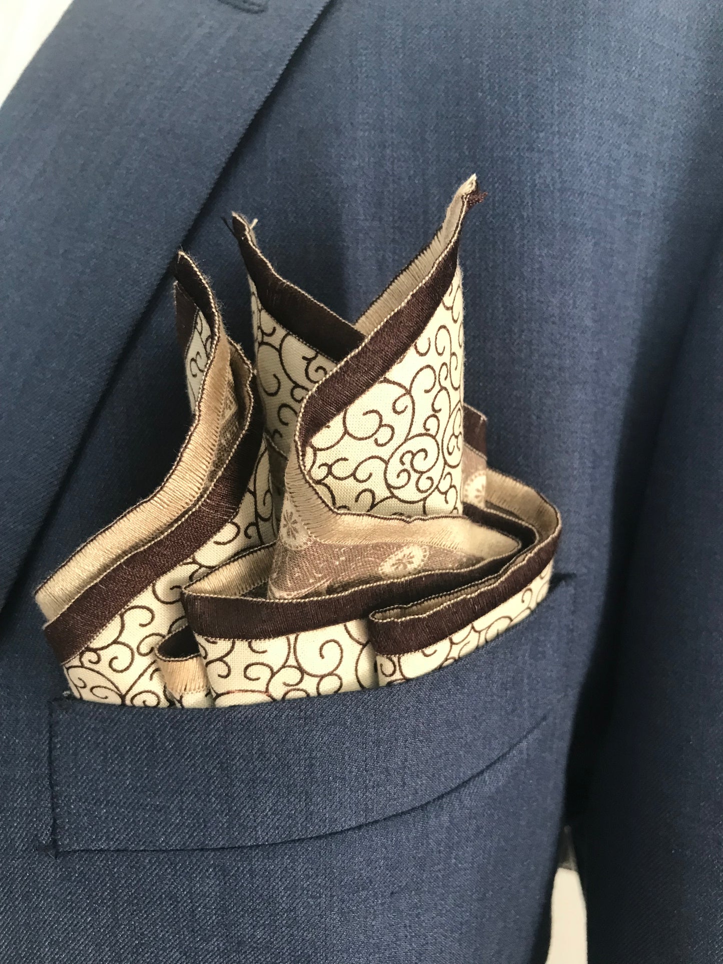 Brown and bone print reversible Bowtie set (FATBOW )