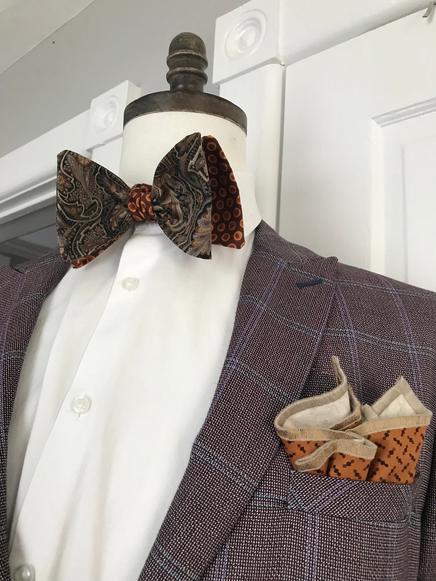 Rust and brown reversible Bowtie set (FATBOW)