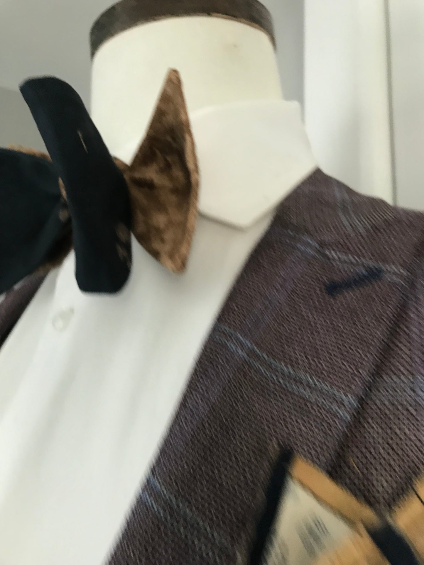 Blue and brown reversible Bowtie set ( FATBOW)