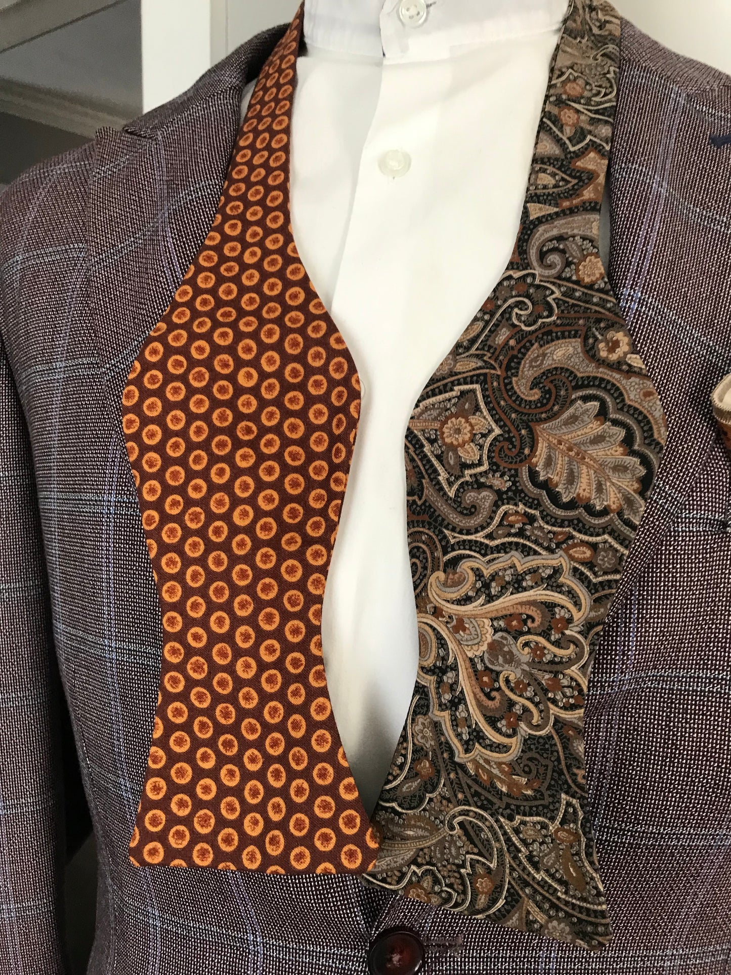 Rust and brown reversible Bowtie set (FATBOW)