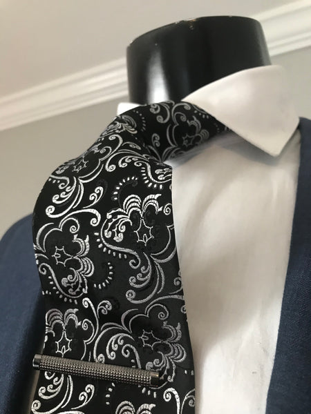 Black paisley print Tie set
