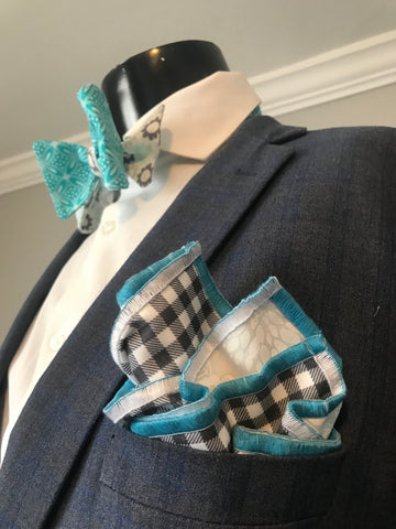 Teal and Grey print Bowtie Set