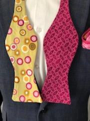 Rose print and mixed print reversible bowtie set (Fatbow)