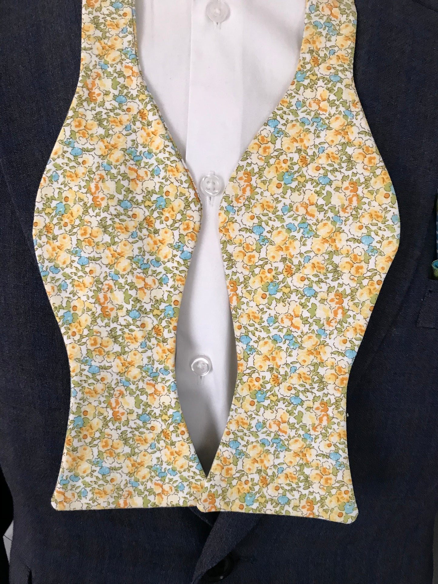 Yellow and teal print Bowtie Set (FATBOW)