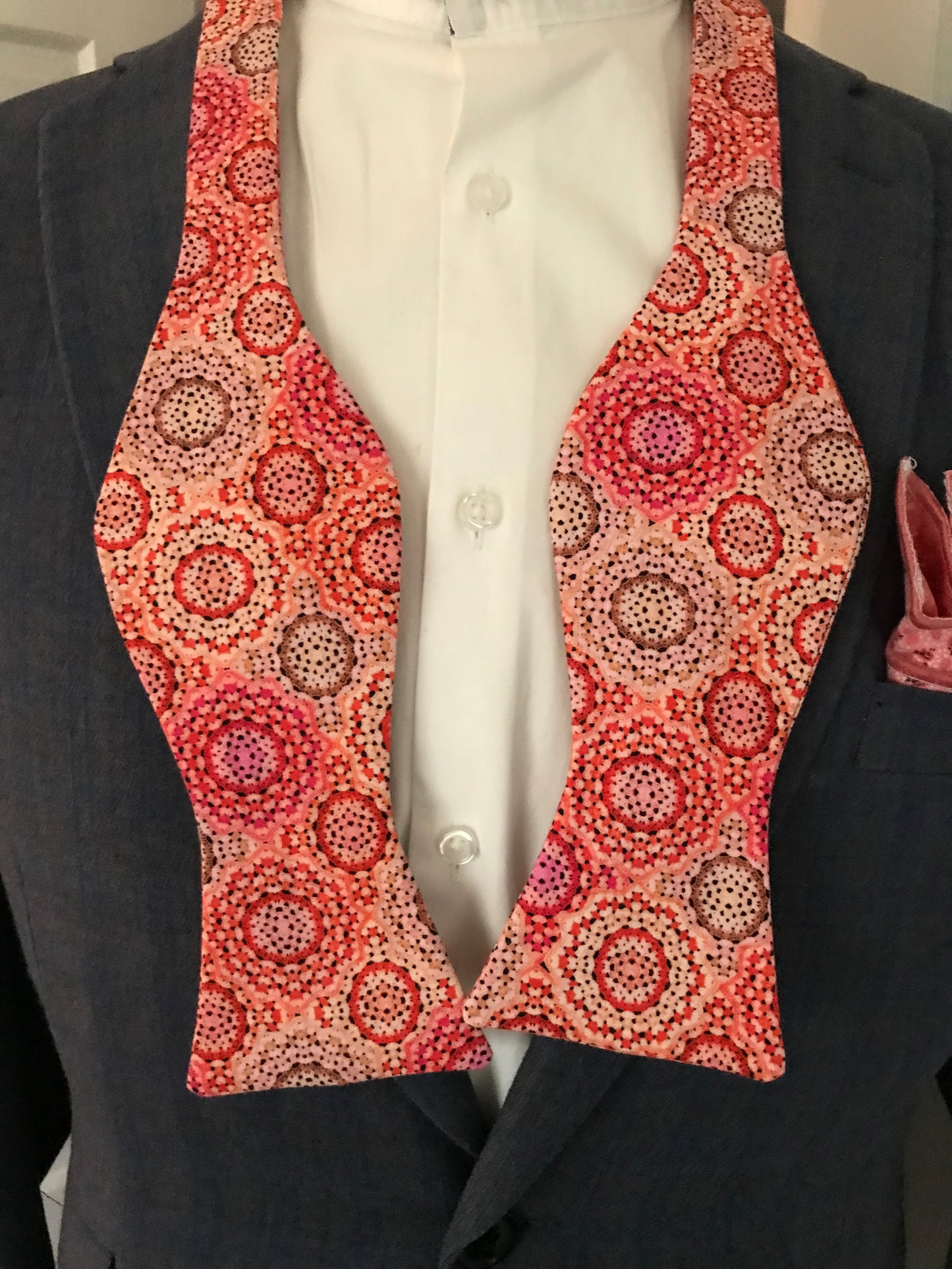 Rosey red print Bowtie Set (FATBOW)