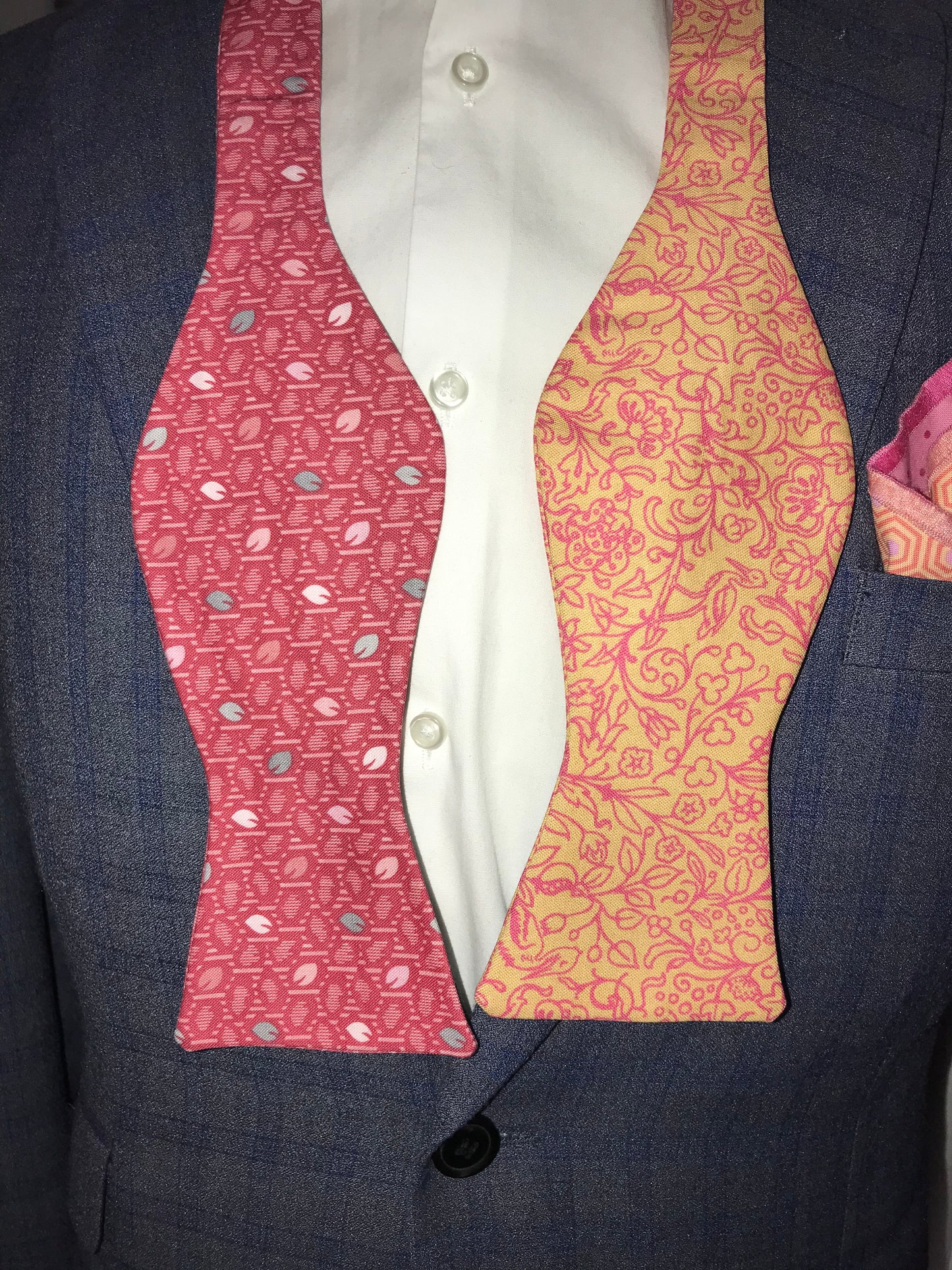 Orange and rose reversible Bowtie set (FATBOW)