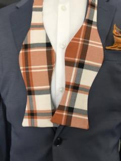 Brown and Grey plaid Bowtie set (Fatbow)