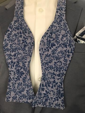 Steel Grey and blue Bowtie set (Fatbow)