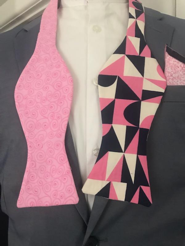 Pink and blue reversible bowtie set (Fatbow)