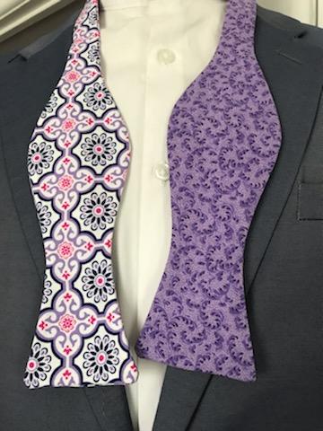 Purple print with Purple print reversible bowtie set (Traditional)