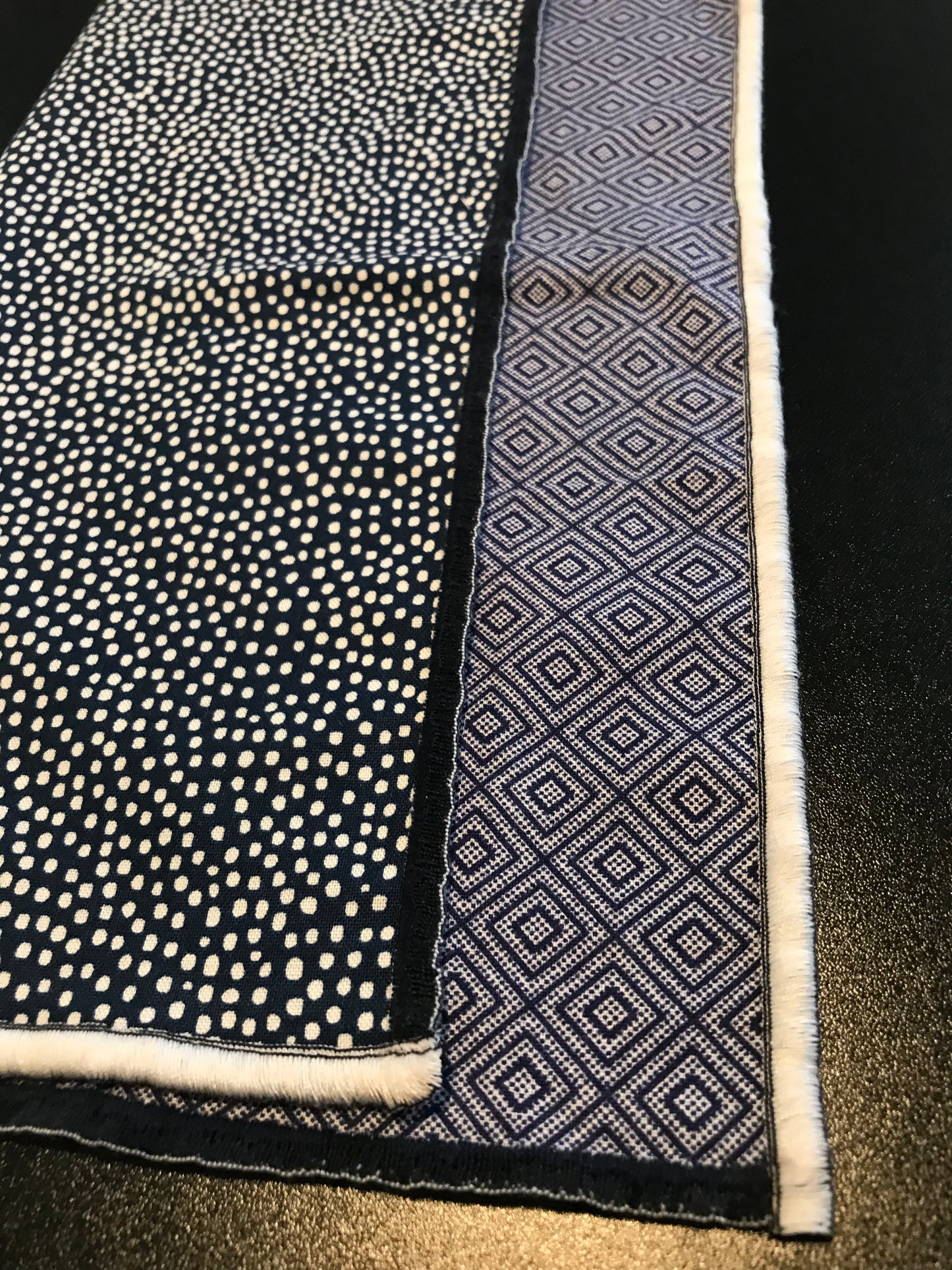 Blue Check and Print Bowtie Set