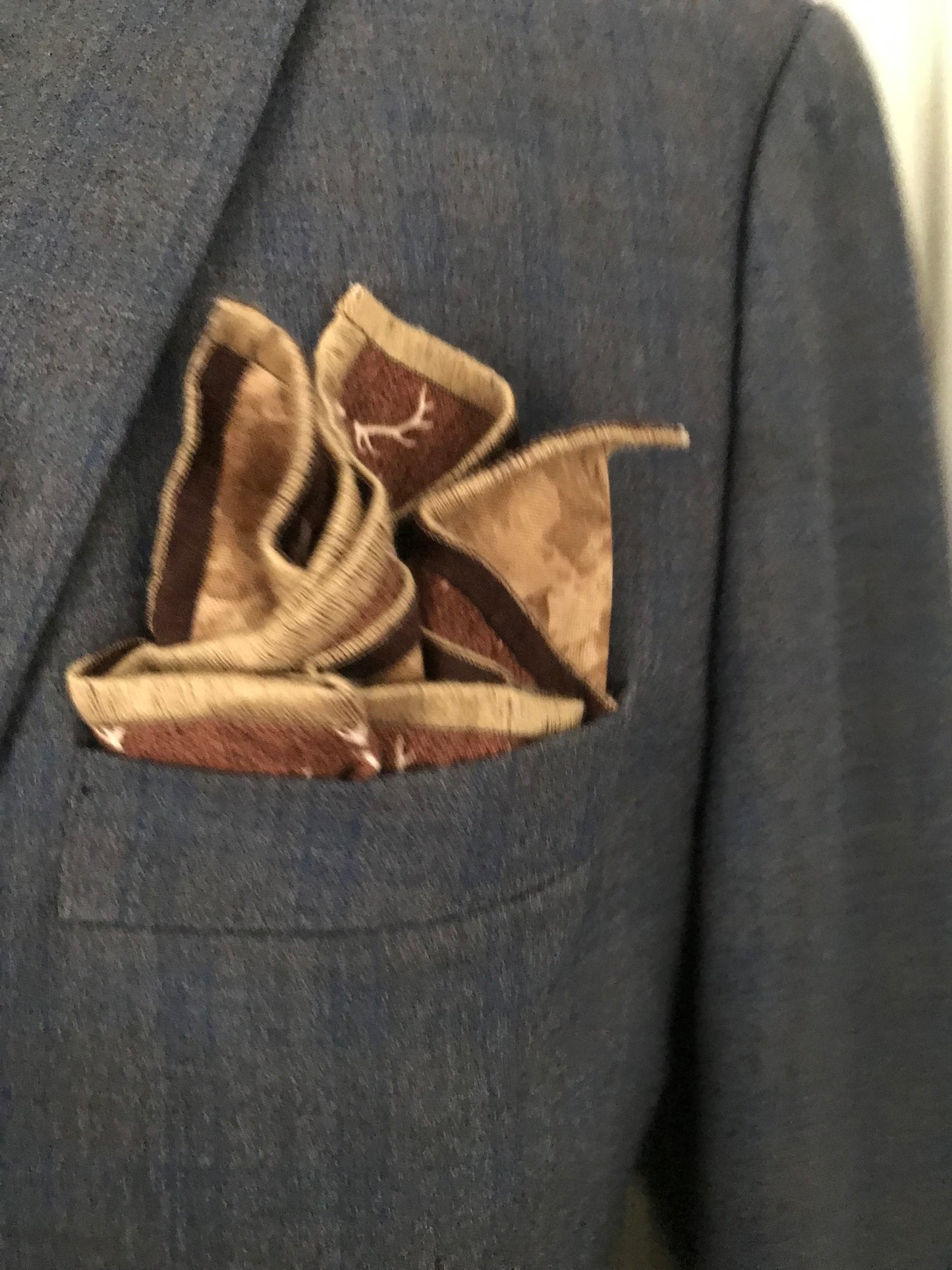 Brown and beige print reversible Bowtie set (FATBOW)