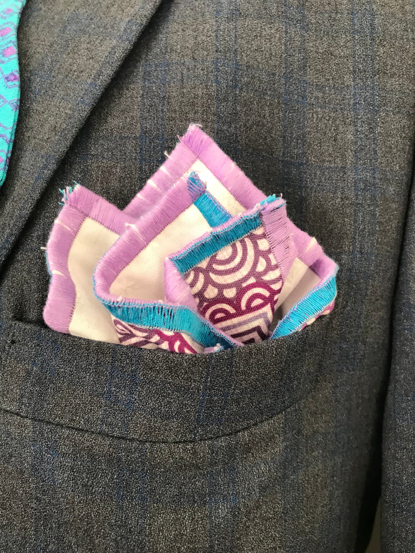 Lavender and blue print reversible Bowtie set (traditional(