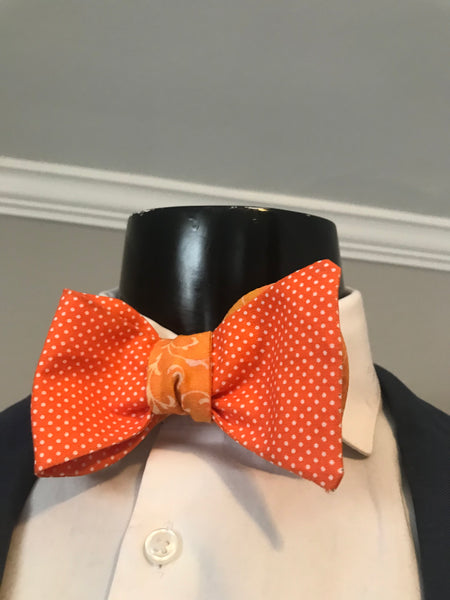 Orange dot with orange print Bowtie Set