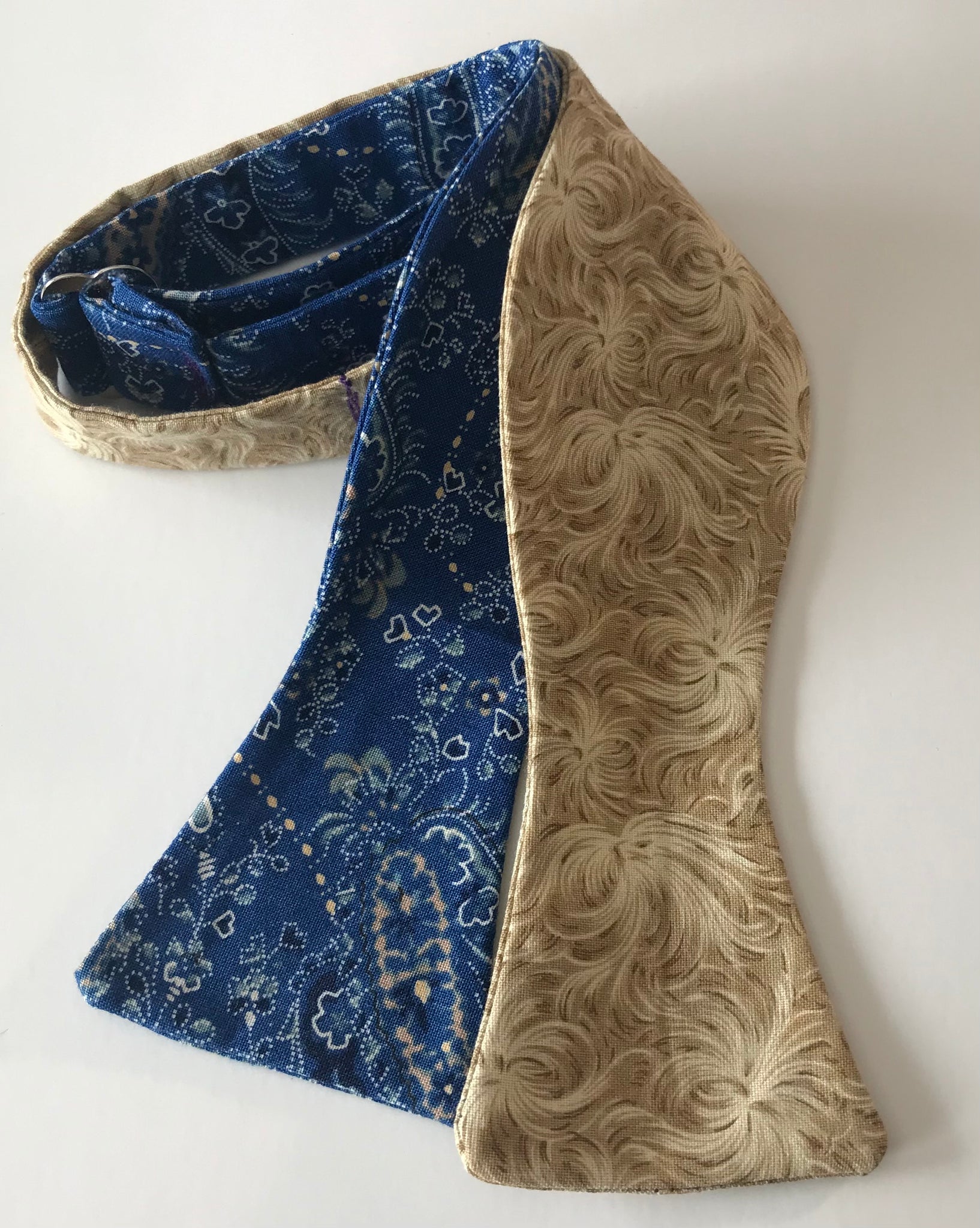 Blue and goldish reversible Bow tie