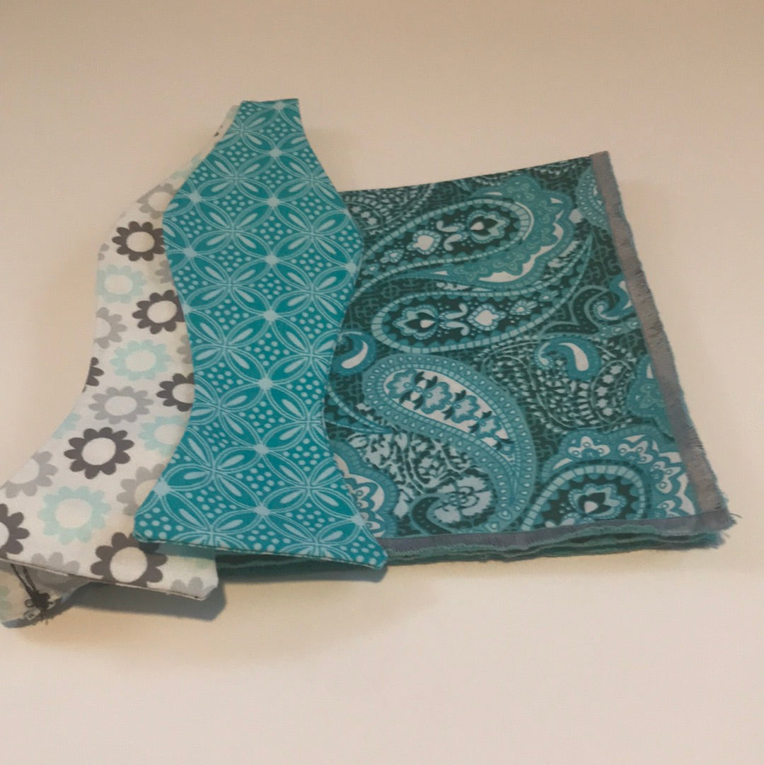 Teal and Grey Bowtie set