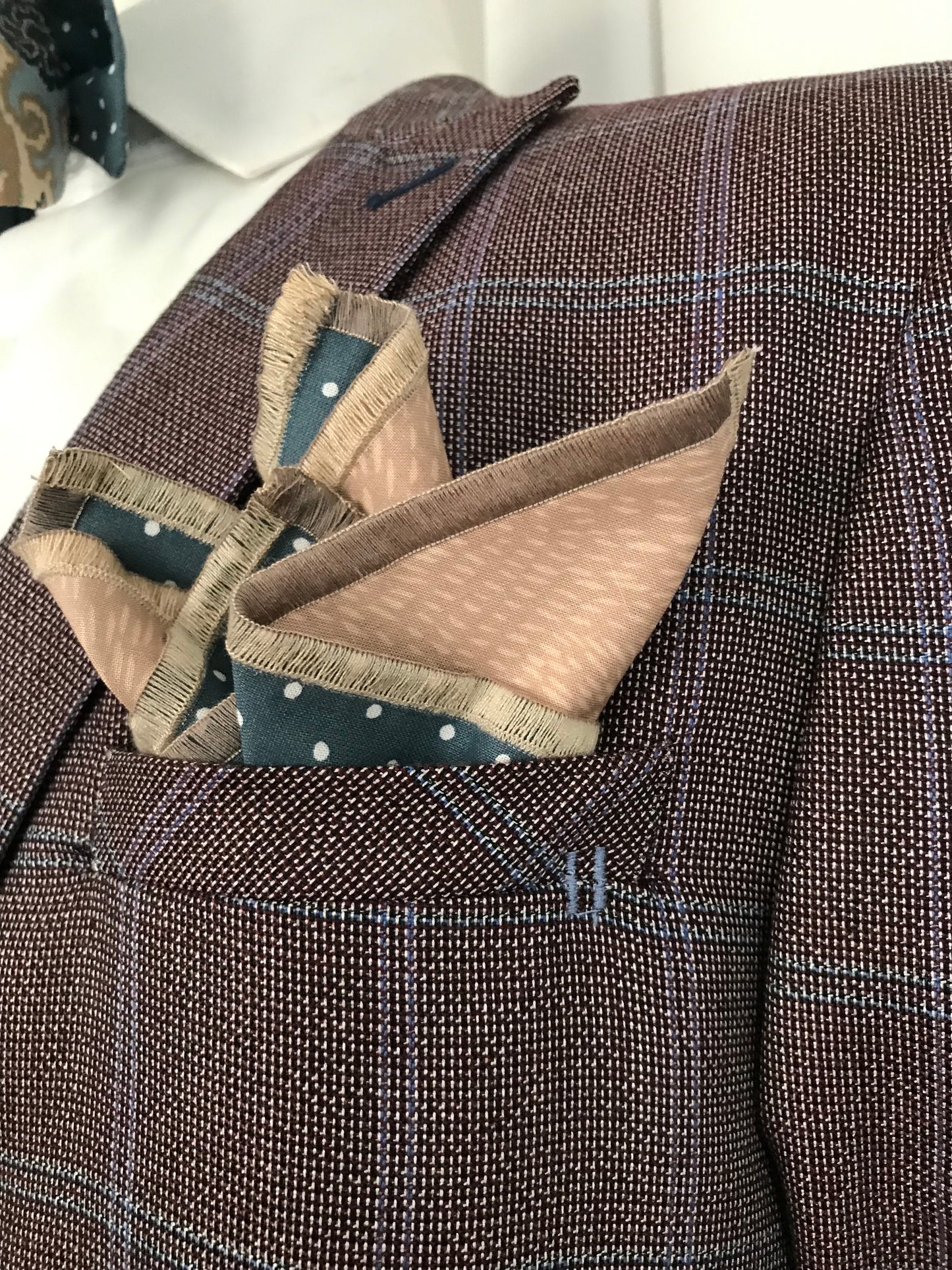 Beige and teal grey reversible Bowtie set (traditional)