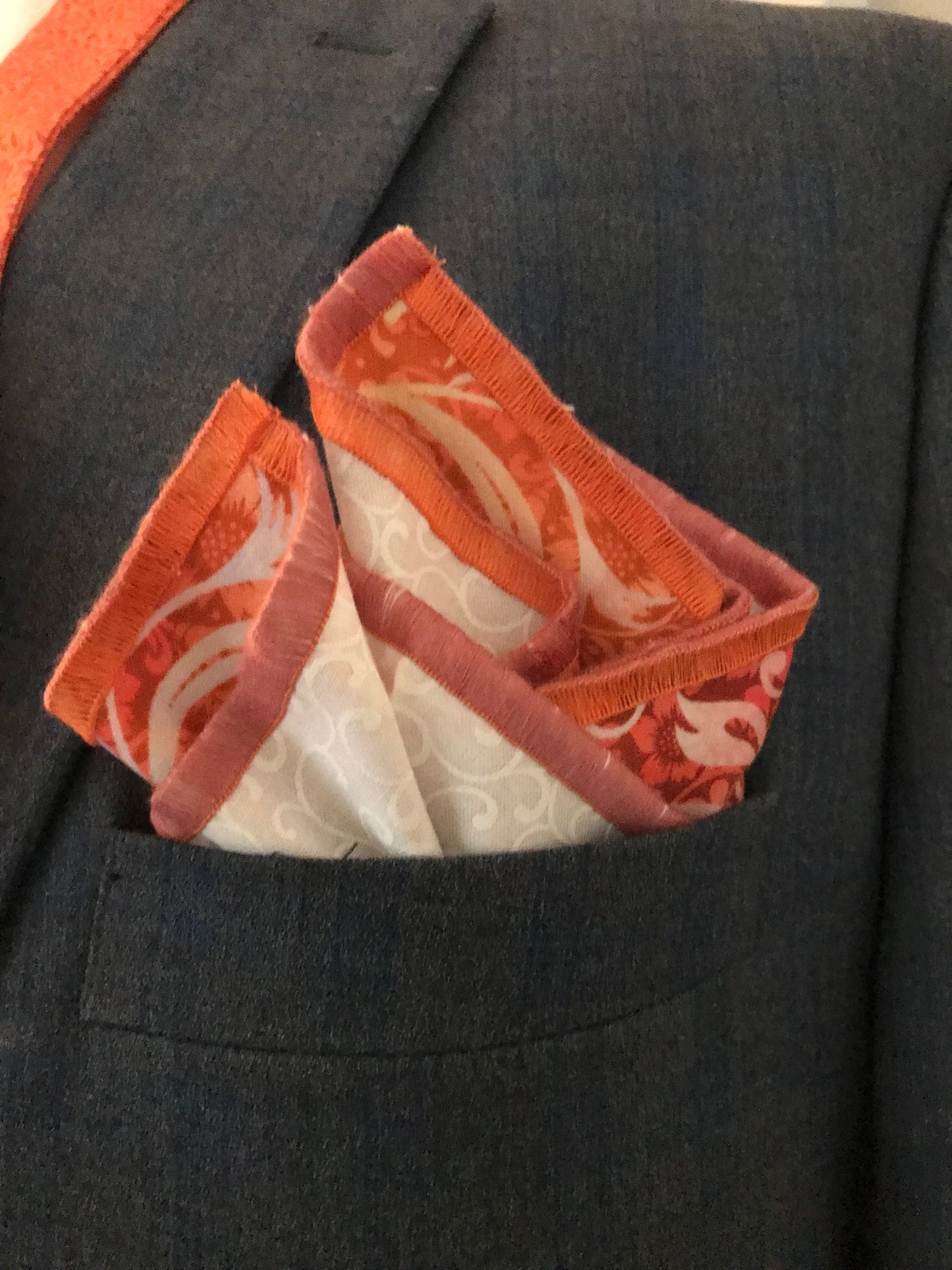 Orange print on orange print reversible Bowtie set (FATBOW)