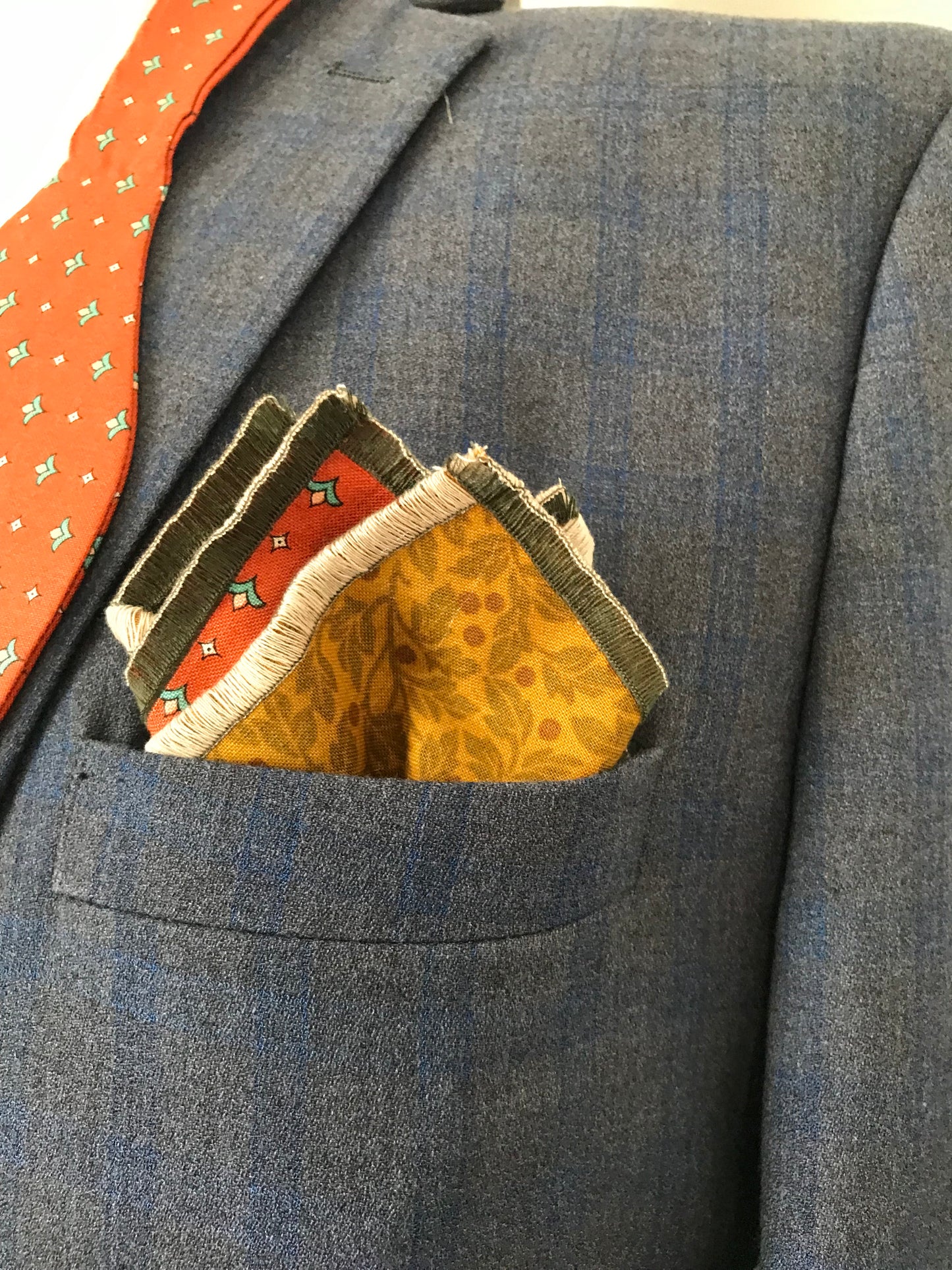 Burnt orange and green reversible Bowtie set (FATBOW)