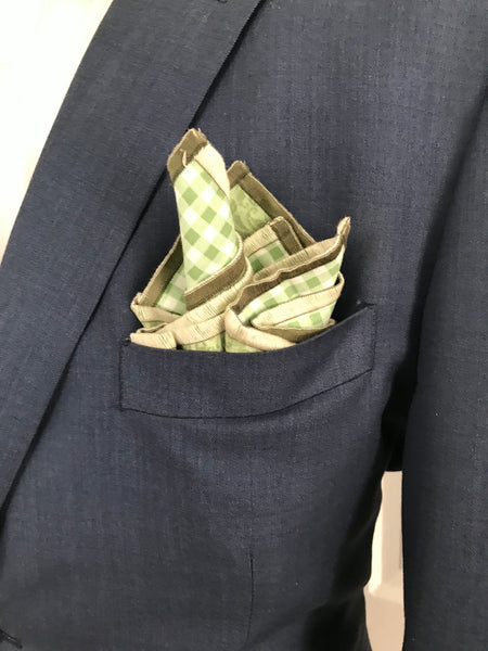 Light green mix paisley print with green paisley reversible Bowtie set