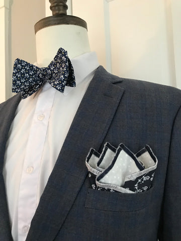 Blue flower print Bowtie Set