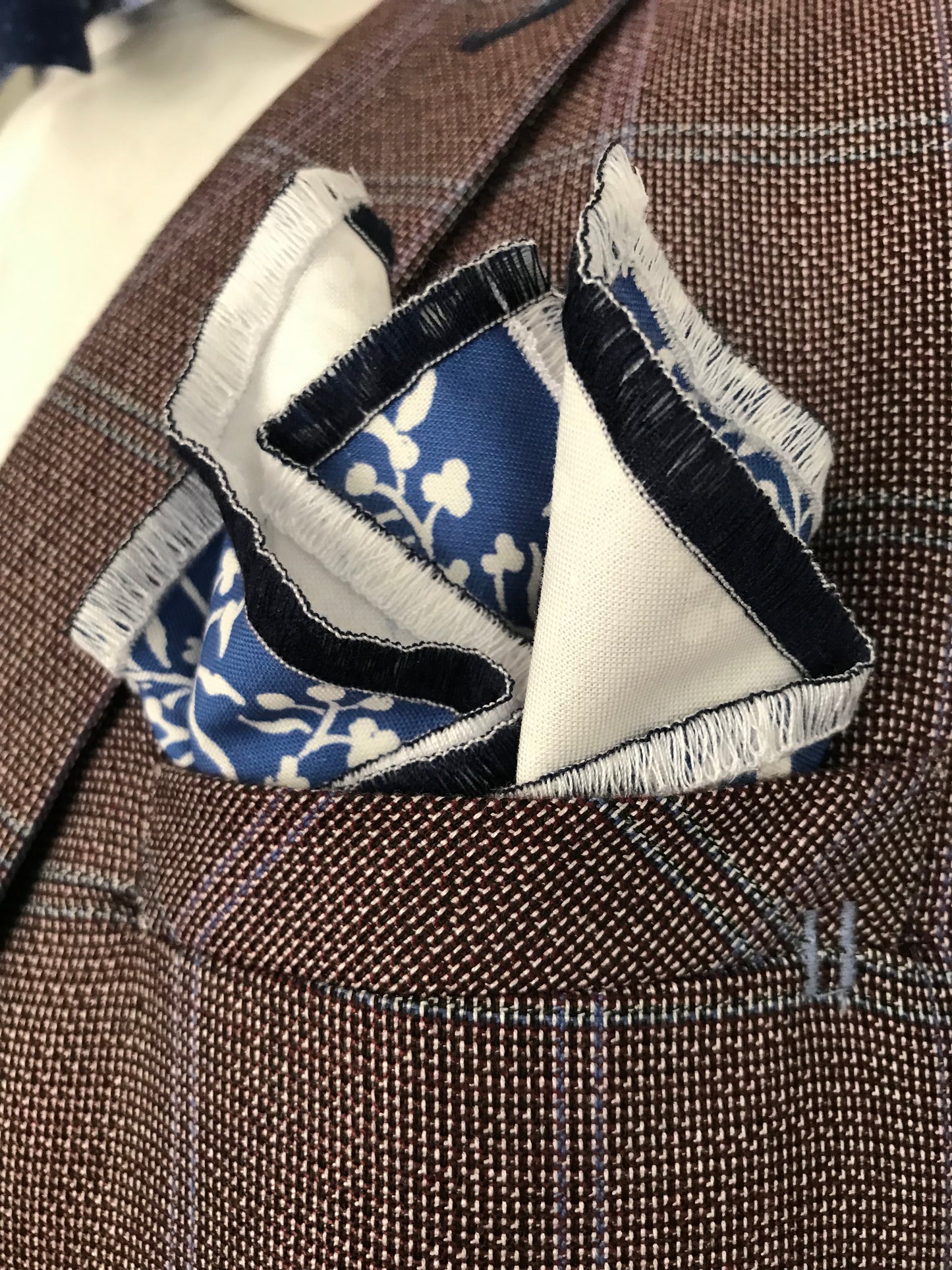 Blue on blue print reversible Bowtie set (traditional)