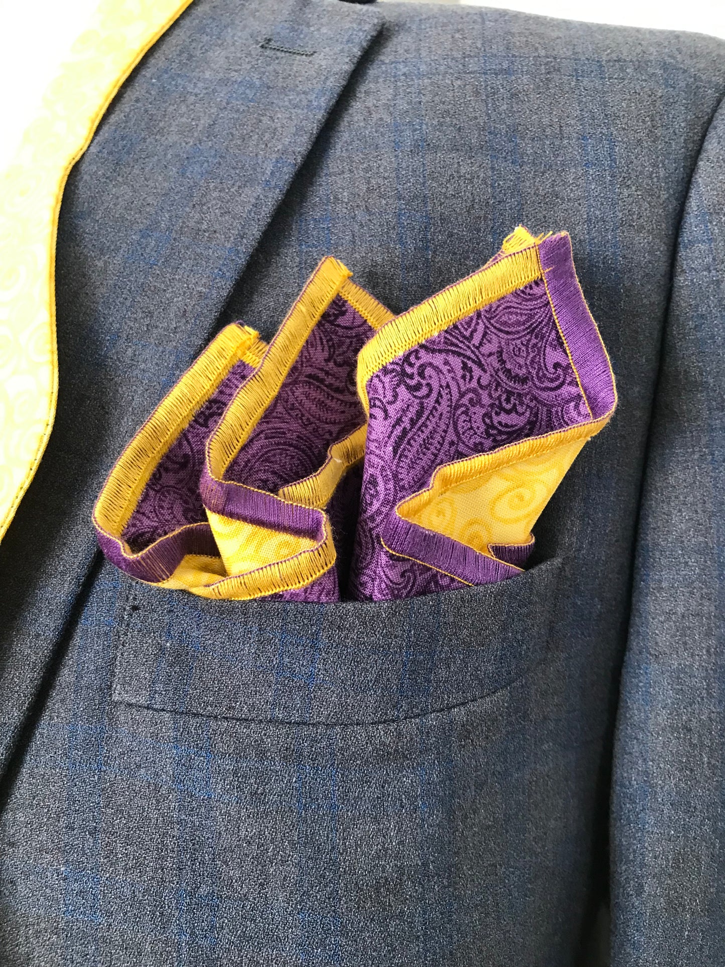 Purple and Gold reversible Bowtie set (FATBOW)