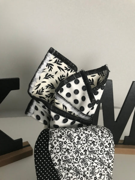 Black Dots and White and Black print Reversible Bowtie set
