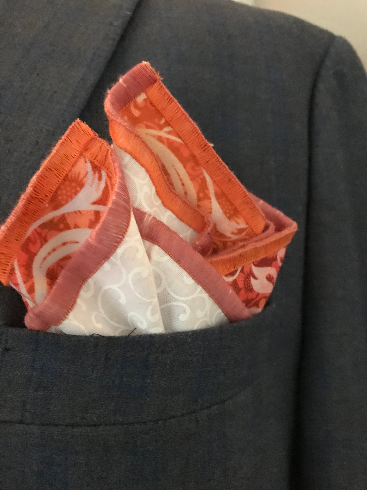 Orange print on orange print reversible Bowtie set (FATBOW)