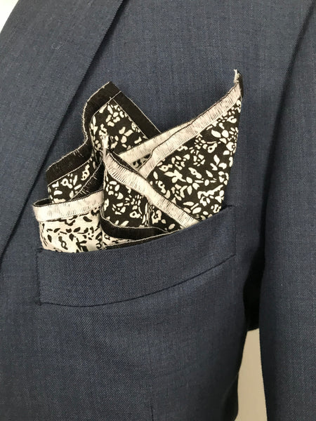 White and black print with black print reversible Bowtie set