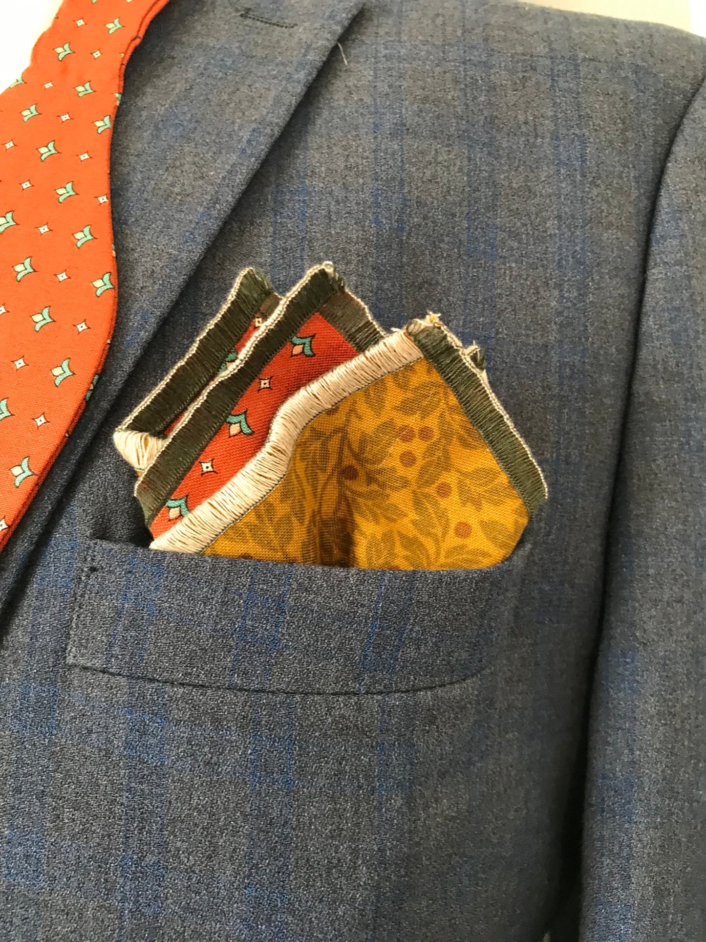 Burnt orange and green reversible Bowtie set (FATBOW)
