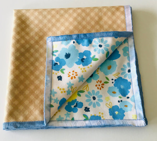 Tan and baby blue reversible Bowtie set