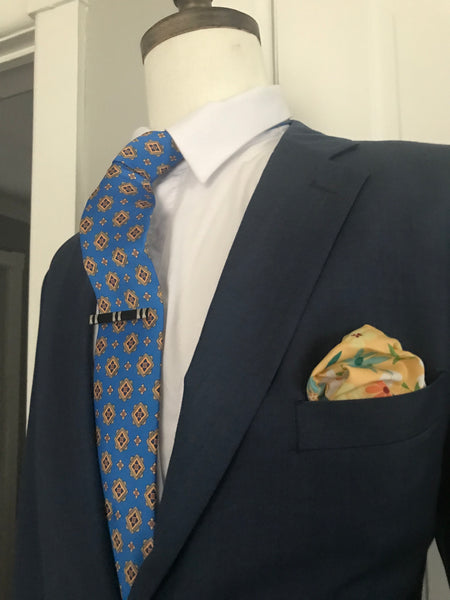 Royal blue and yellow Tie set