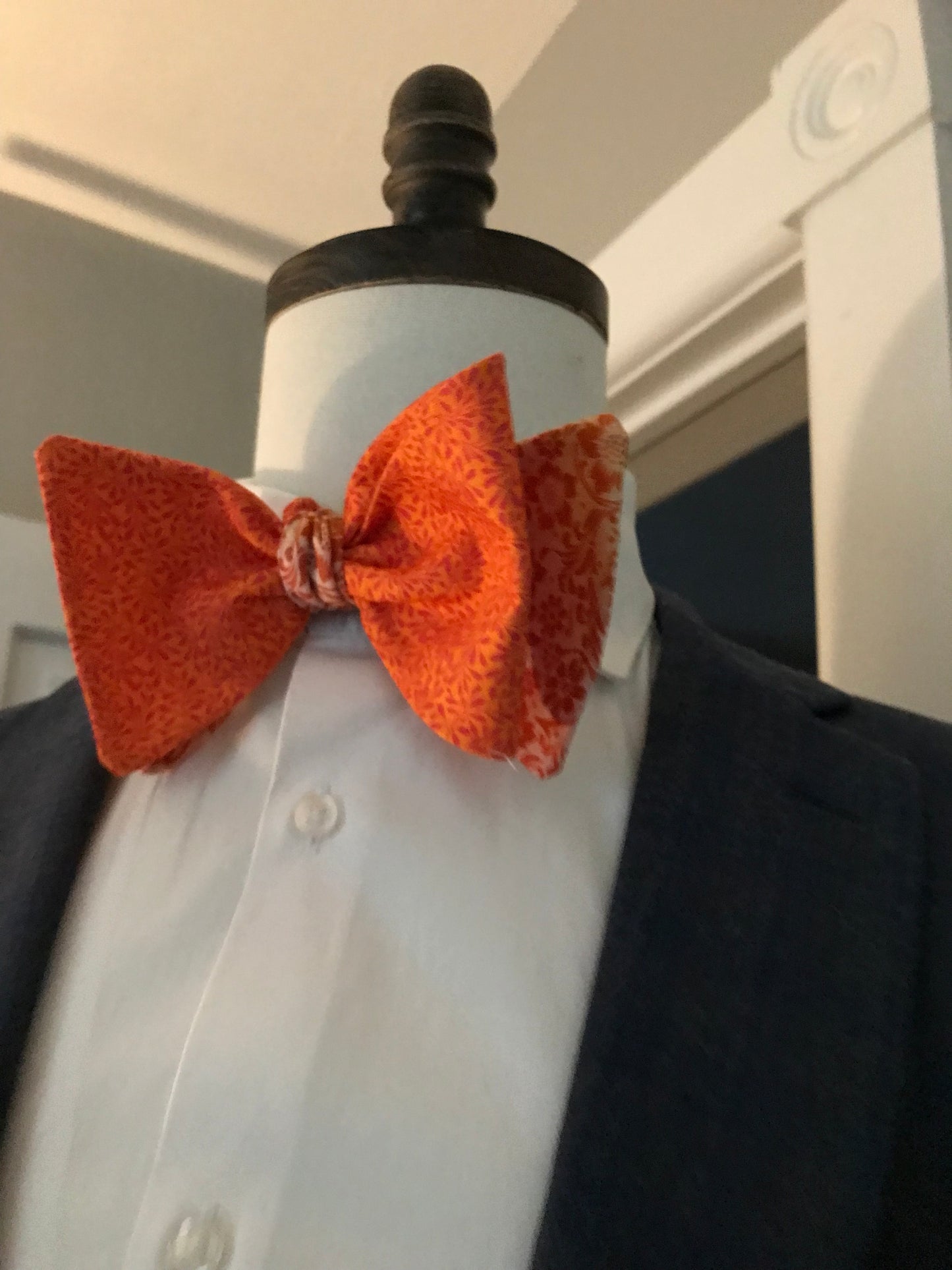 Orange print on orange print reversible Bowtie set (FATBOW)