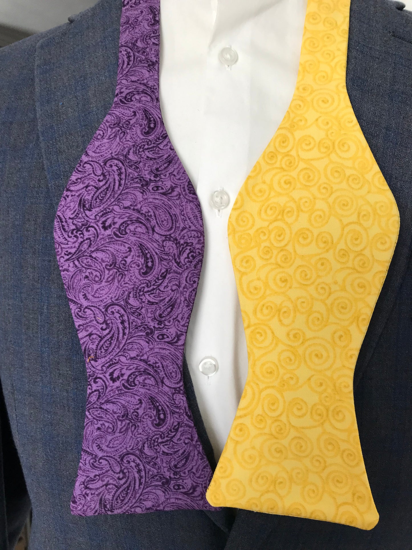 Purple and Gold reversible Bowtie set (FATBOW)