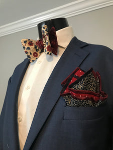 Red and blue reversible Bowtie set