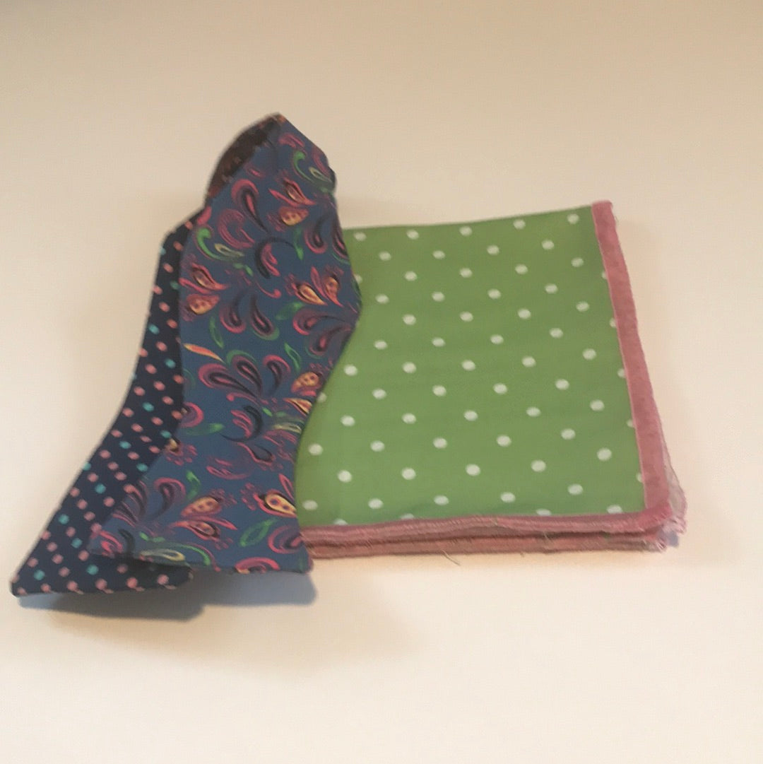 Blue pink and green Paisley print Bowtie Set