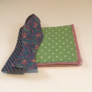 Blue pink and green Paisley print Bowtie Set