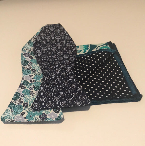Blue and Teal Bowtie Set