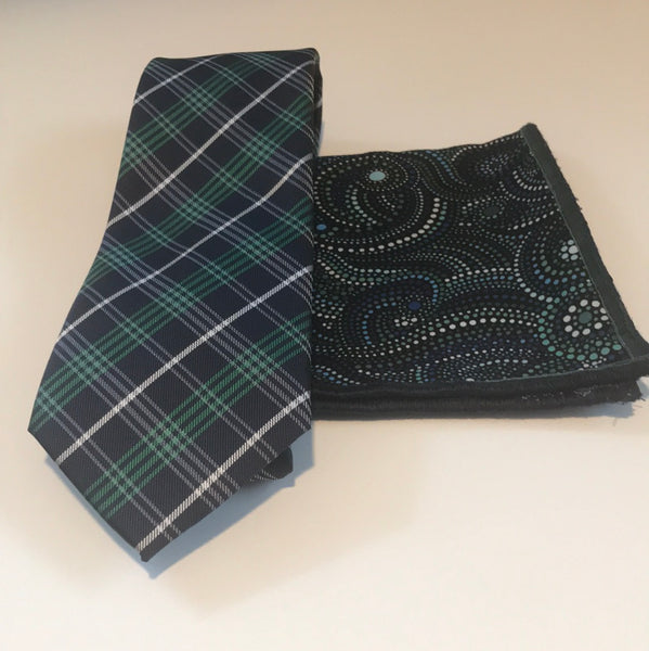 Green and Blue print Tie set