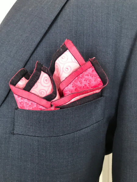 Pink print with Blue and pink flower reversible Bowtie set