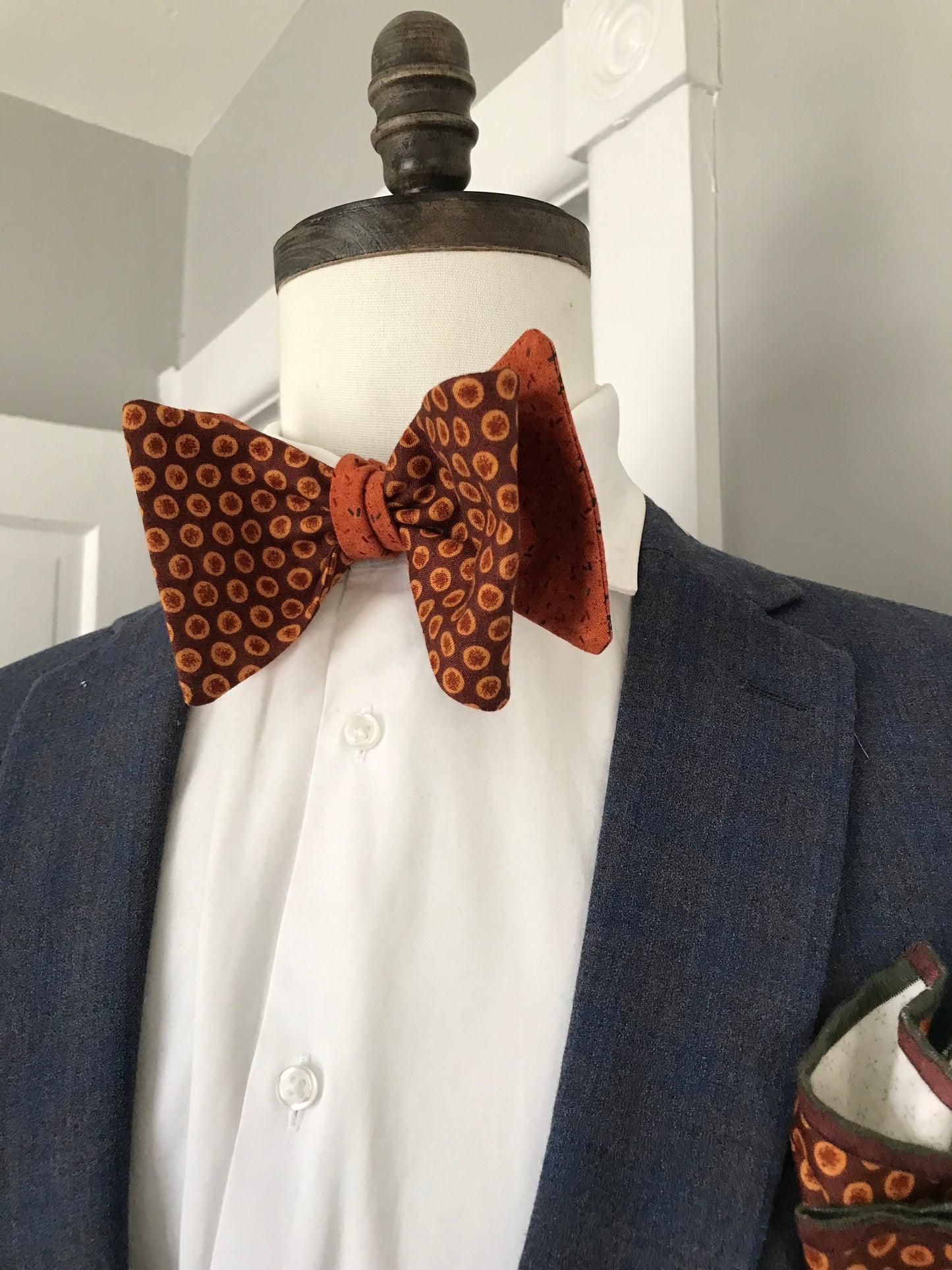 Rust on rust print reversible Bowtie set (FATBOW)
