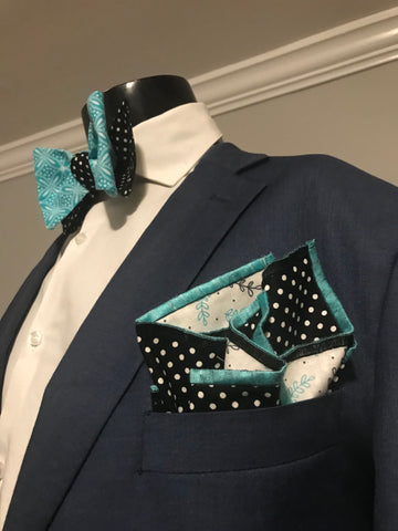 Teal and Black Bowtie Set