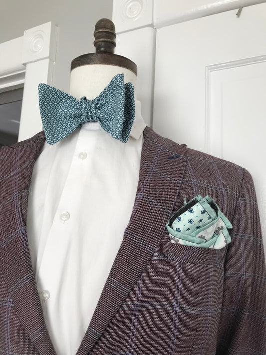 Ark blue print Bowtie Set