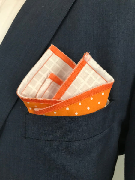 Orange circle and orange dot reversible Bowtie set