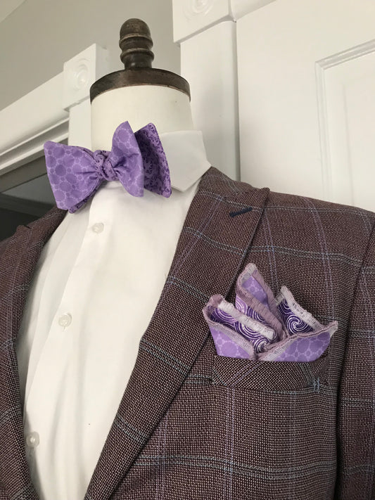 Purple and purple reversible Bowtie set (traditional